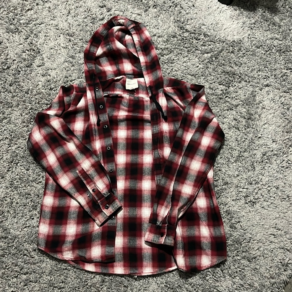 Flannel with a hoodie American eagle size Small